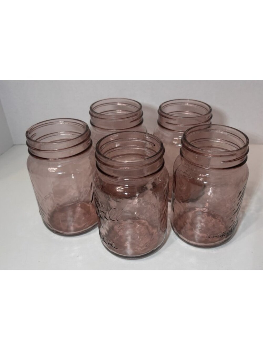 Set Of 5 Ball Mason Jar Rose Pink Pint Vintage Style Collector Edition 16oz